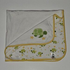 VTG GYMBOREE Baby Blanket Cotton Bloop Turtle Stars Yellow Green 2005 READ